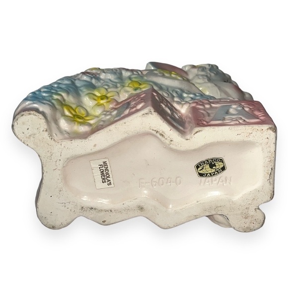 Vintage Baby Lamb Blocks Ceramic Planter Trinket Bowl Inarco Japan E6040 Nursery - Picture 6 of 11